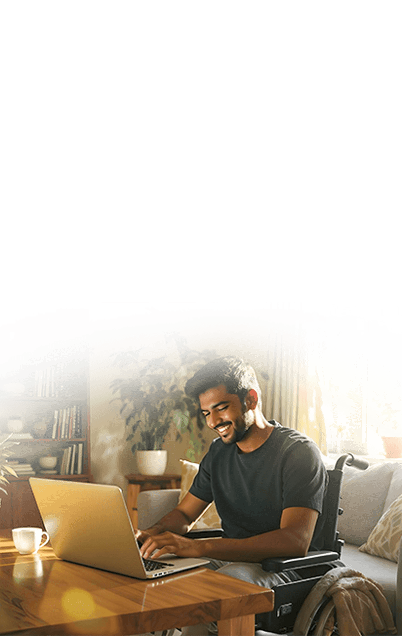 A student with a disability studying for JEE & CUET on a mobile device